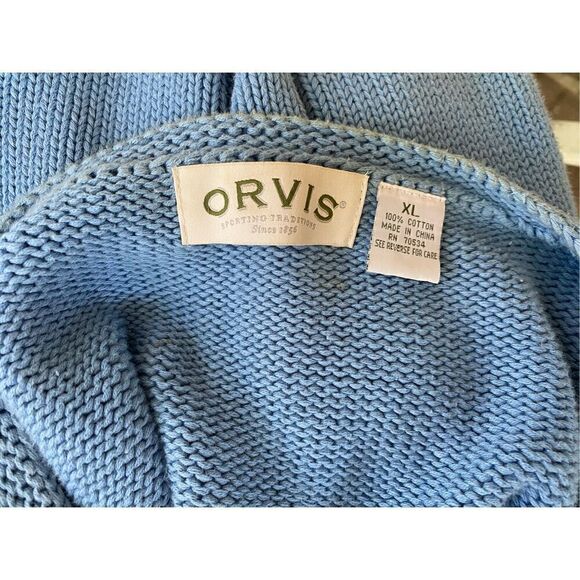 Orvis Women’s Vintage Knit Cardigan Baby Blue w/Color Block Detail Sz.XL Y2K Bix - Picture 11 of 11